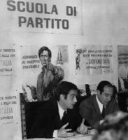 Cesare Mantovani e Massimo Anderson durante una edizione della periodica scuola di partito.